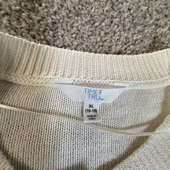 Time and Tru Chunky Textured Off White Knit Cardigan Sweater – Women’s XL - Picture 3 of 7